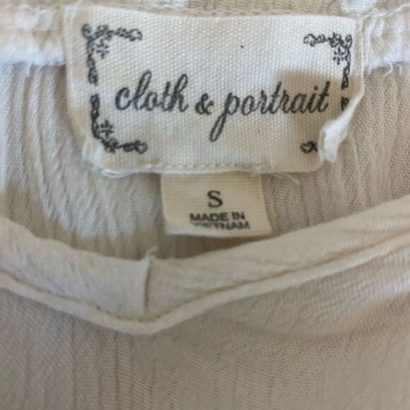 Cloth & Portrait Ivory Tiered Peasant Bohemian Top Size Small - Picture 4 of 10